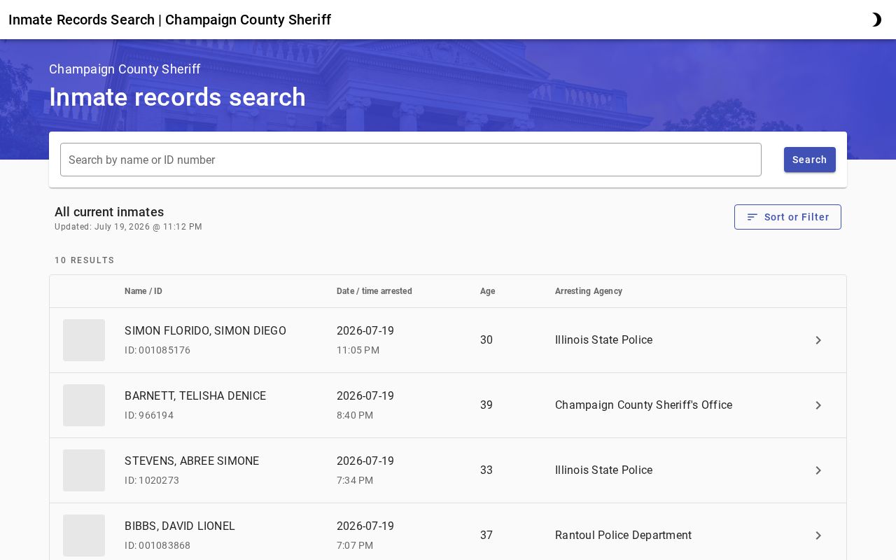 Champaign County arrest record jail name search