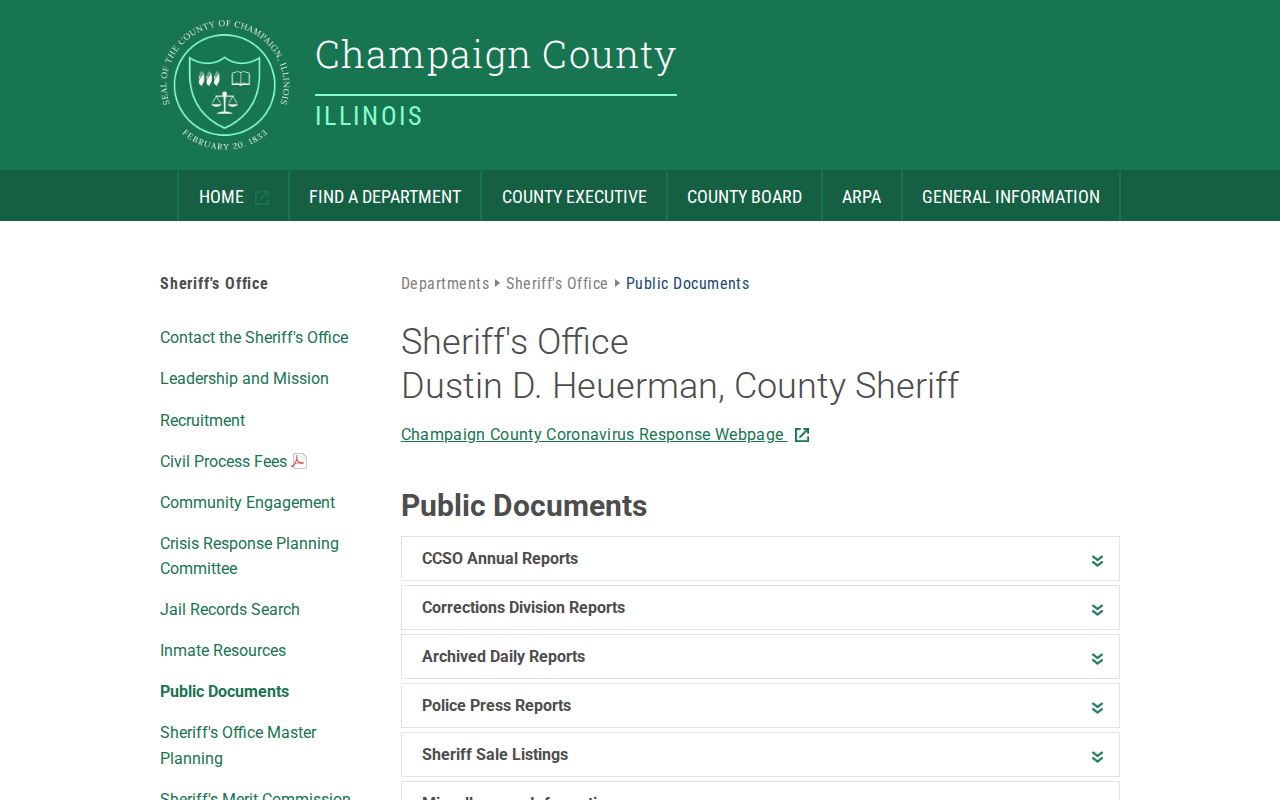 Champaign County arrest history booking and daily reports