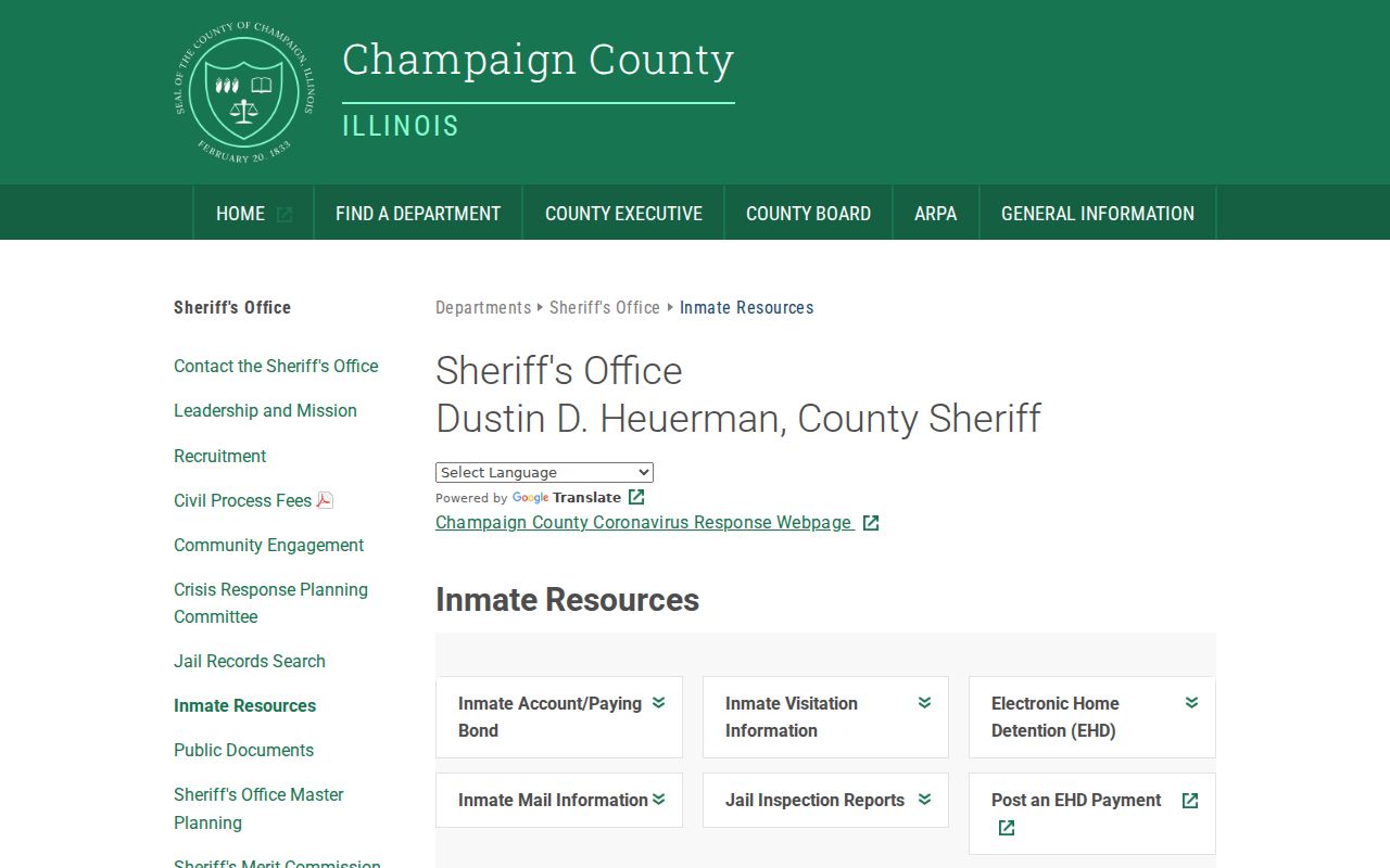 Champaign County custody resource separate from sex offender registry records