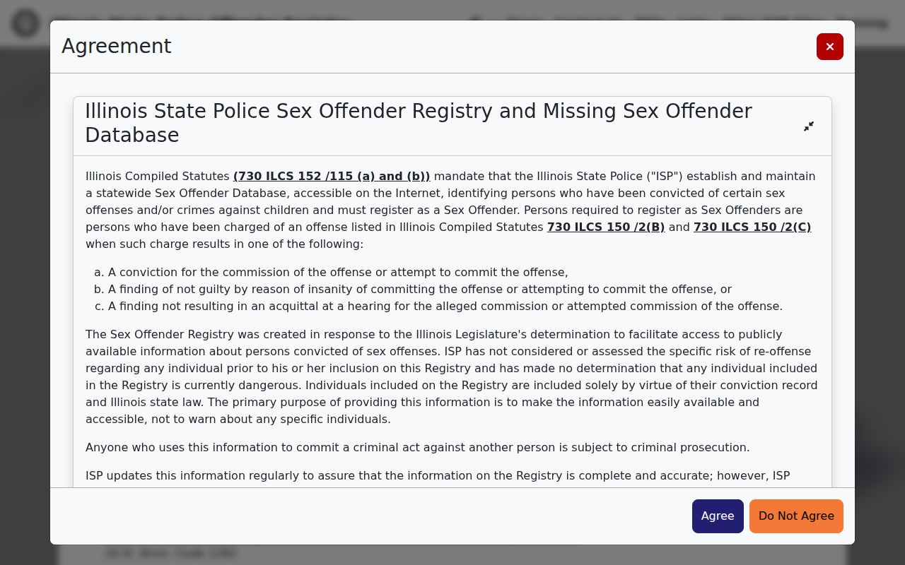 ISP registration information supporting Champaign County sex offender records