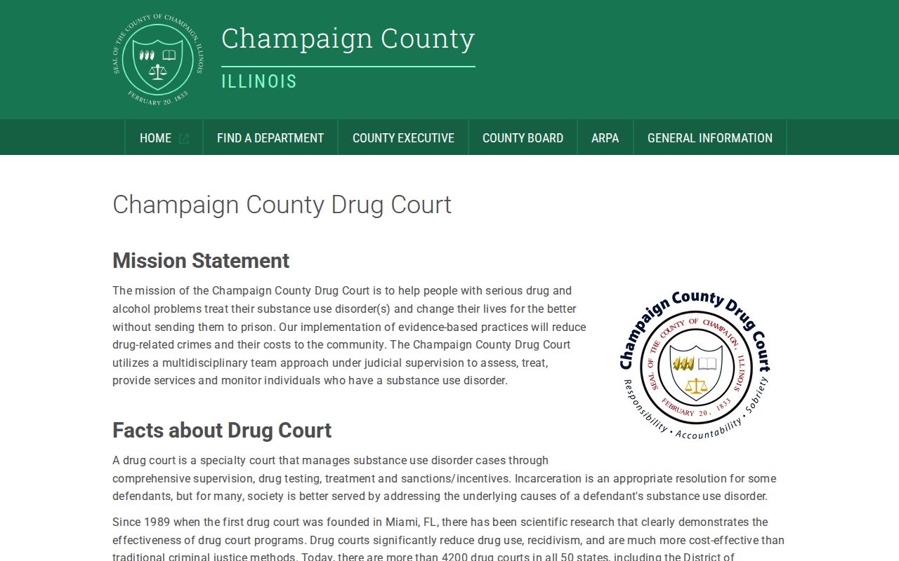 Champaign County criminal history Drug Court program