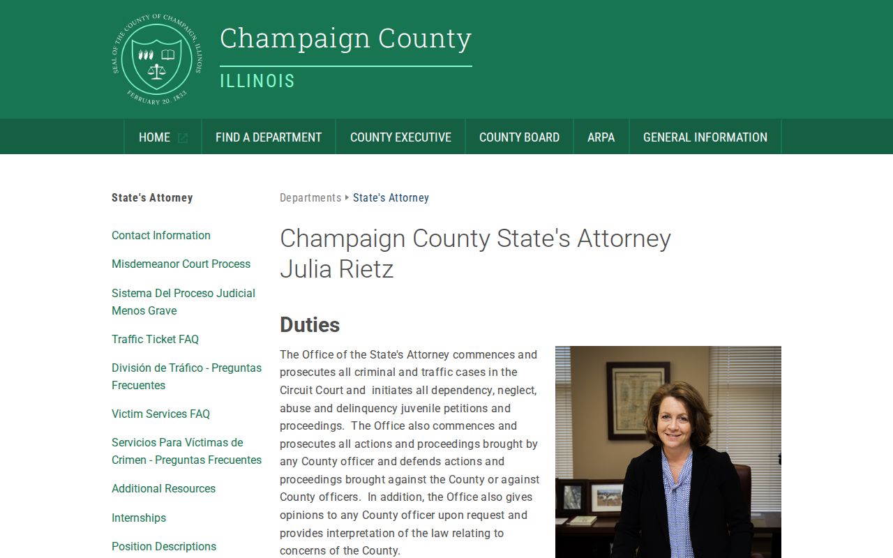 Champaign County criminal history State's Attorney office